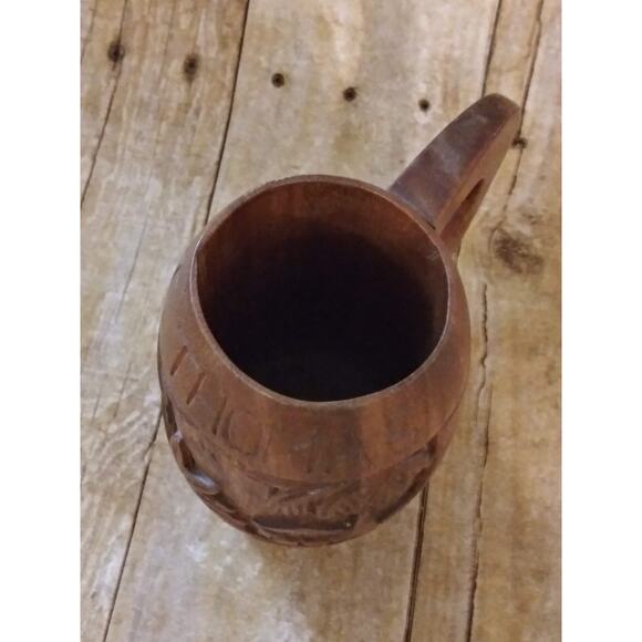 St. Thomas Carved Wooden Mug Vintage Island Souvenir Palm Trees Wood Mug (shelf) - Picture 7 of 8